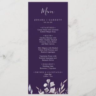 Winter Greenery Plum Wedding Dinner Menu