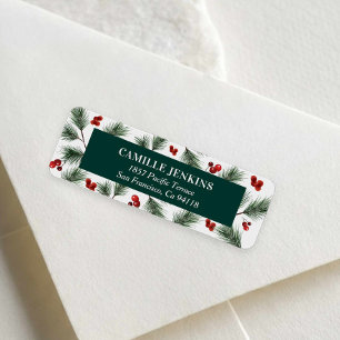 Winter Greenery & Red Berries Return Address Label