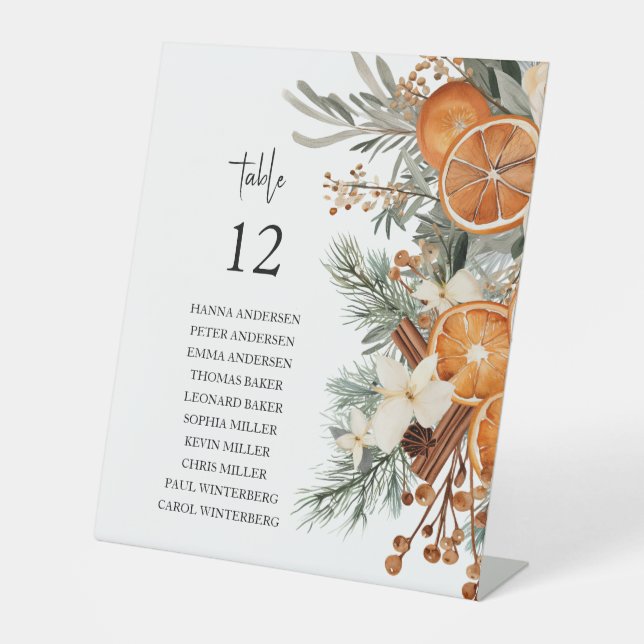 Winter greenery Seating Chart Table top sign (Front)