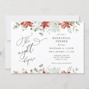 Winter Greenery The Night Before Rehearsal Dinner  Invitation