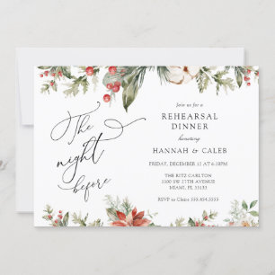 Winter Greenery The Night Before Rehearsal Dinner Invitation