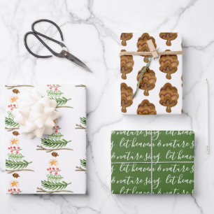 Winter Greenery Watercolor Christmas Tree Wrapping Wrapping Paper Sheet