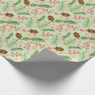 Winter Greenery Watercolor Wrapping Paper