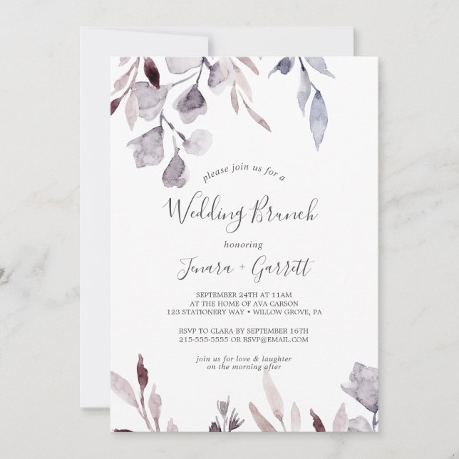 Winter Greenery Wedding Brunch Invitation (Front)