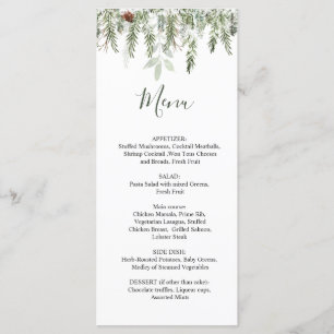 Winter Greenery Wedding Christmas Menu