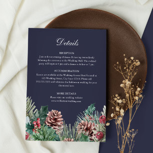 Winter Greenery Wedding Details Card