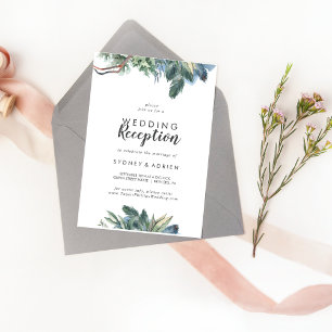 Winter Greenery Wedding Reception Only Invitation