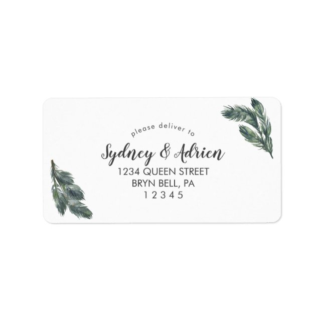 Winter Greenery Wedding RSVP Address Label (Front)