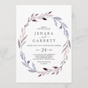 Winter Greenery Wreath Casual Wedding Invitation