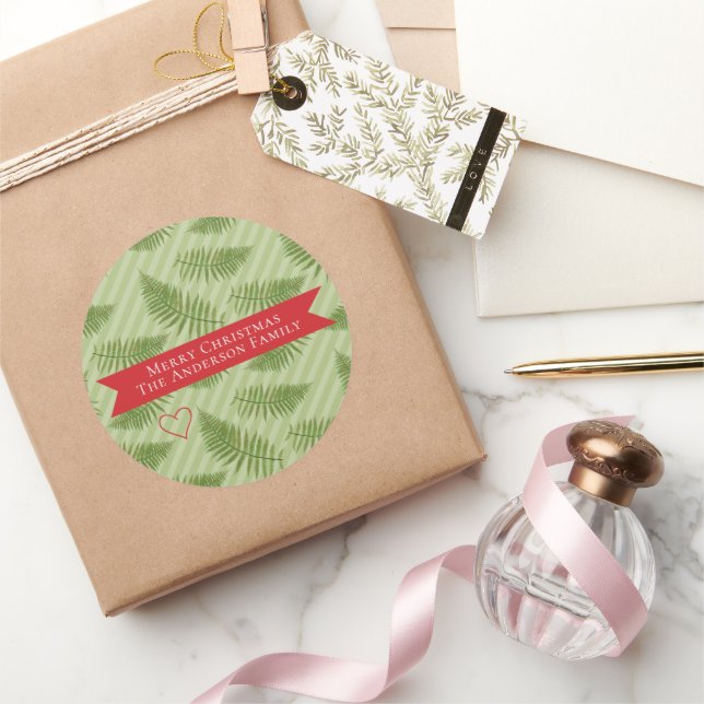 Winter Greens Christmas Holiday Classic Round Sticker (Gifting)