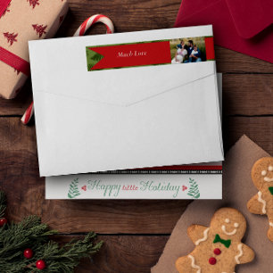 Winter Greens Red Family Photo Christmas Holiday Wrap Around Label