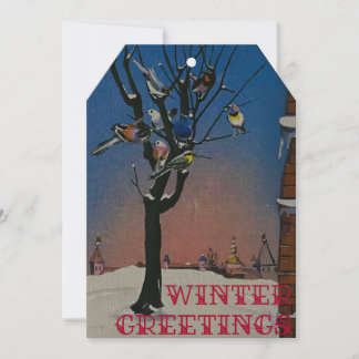 Winter greetings card tag style