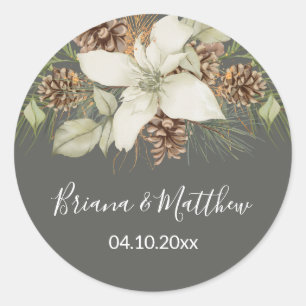 Winter Grey Elegant Script Wedding Envelope Seal