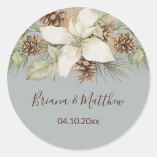 Winter Grey Elegant Script Wedding Envelope Seal