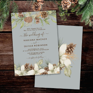 Winter Grey Elegant Script Wedding Invitation