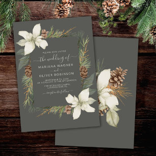 Winter Grey Elegant Script Wedding Invitation