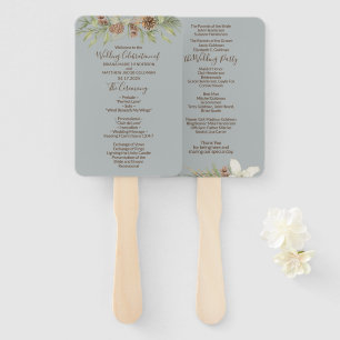 Winter Grey Elegant Script Wedding Program Hand Fan
