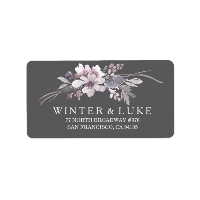 Winter Grey Floral Wedding Address Label (Front)
