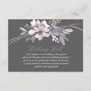 Winter Grey Floral Wedding Wishing Well Enclosure Card