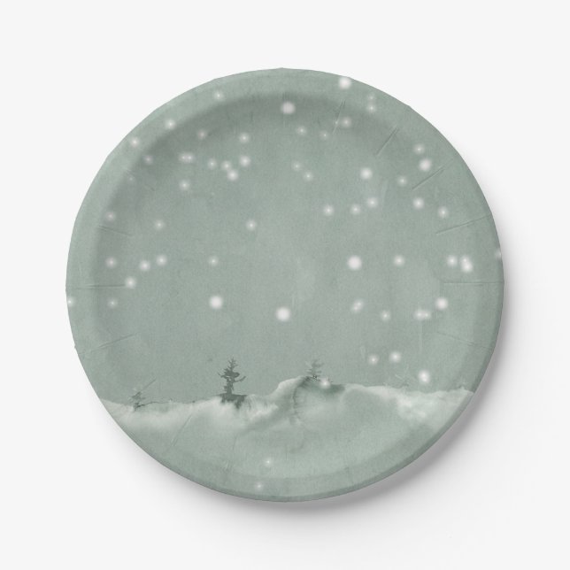 Winter Grey Paper Plate (Front)