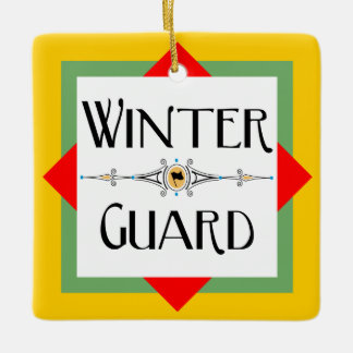 Winter Guard Gold Block  Ceramic Ornament