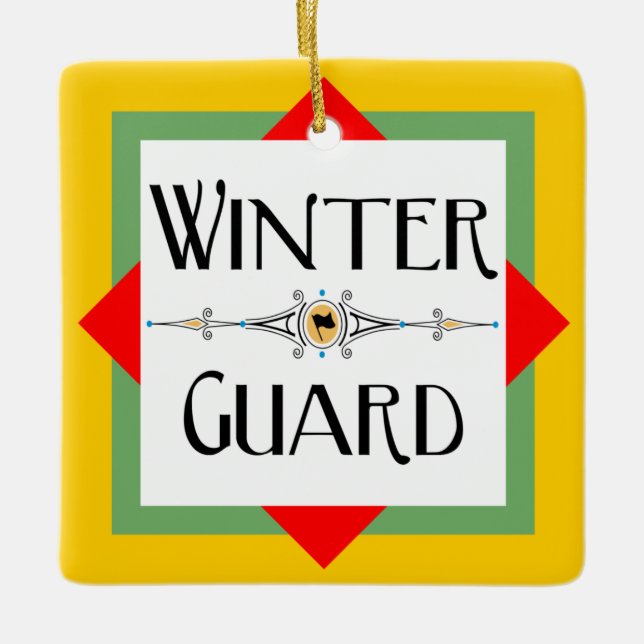Winter Guard Gold Block  Ceramic Ornament (Front)