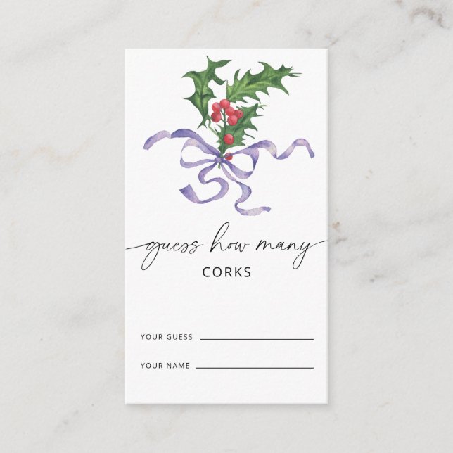 Winter - guess how many corks bridal enclosure card (Front)