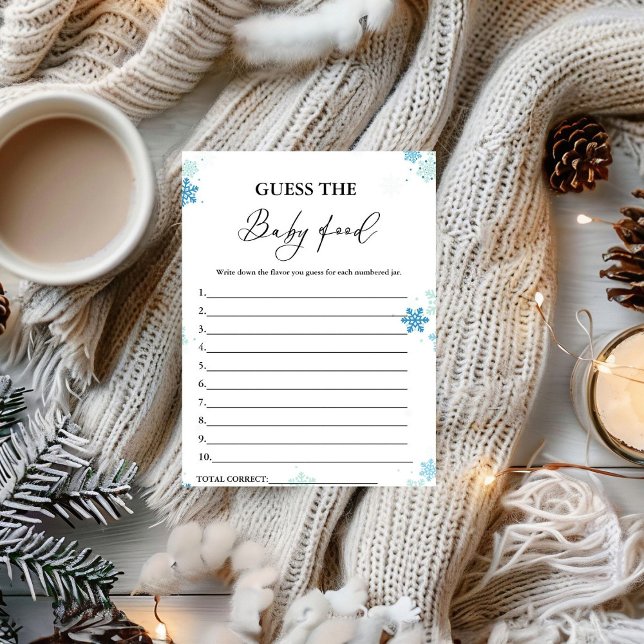 Winter Guess The Baby Food Baby Shower Game Card (Creator Uploaded)