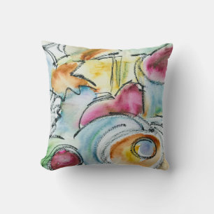 Winter-Hand Painted Abstract Watercolor Cushion