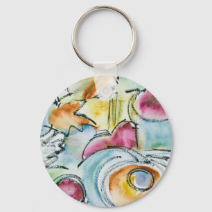 Winter-Hand Painted Abstract Watercolor Key Ring