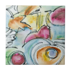 Winter-Hand Painted Abstract Watercolor Tile