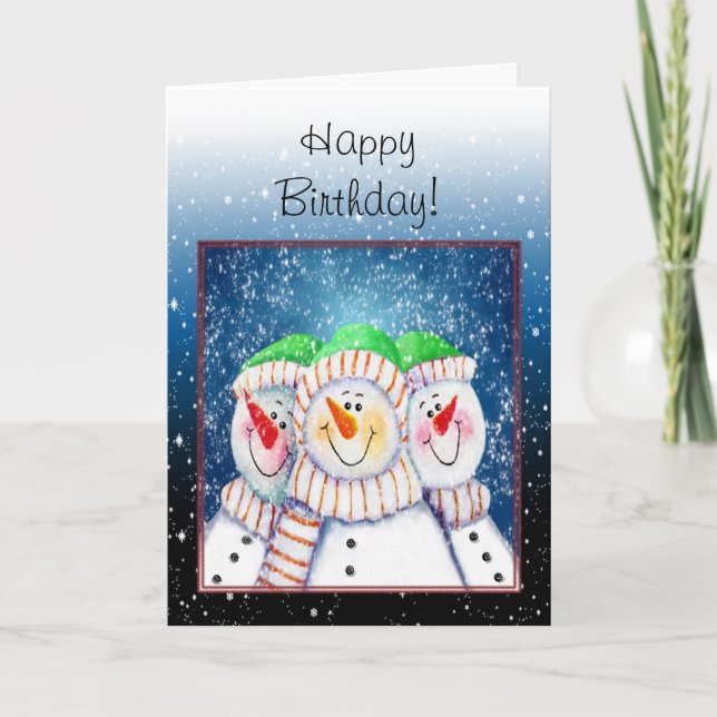Winter Happy Birthday Card (Front)