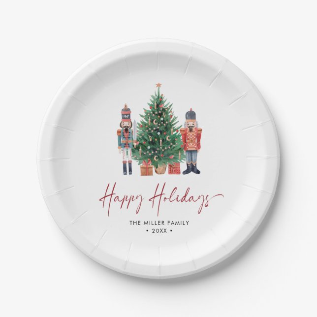 Winter Happy Holidays Paper Plates (Front)