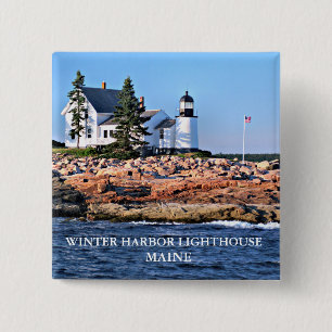 Winter Harbour Lighthouse, Maine 15 Cm Square Badge