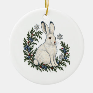 Winter Hare and Juniper Woodland Ornament