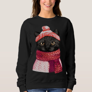 Winter Hat And Shawl Black Cat For Kitten Sweatshirt