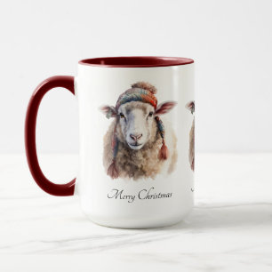 Winter Hat Christmas Sheep Custom Text Mug
