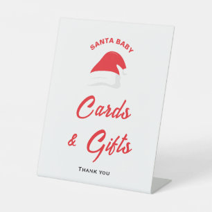 Winter Hat Santa Baby Shower Cards & Gifts Sign