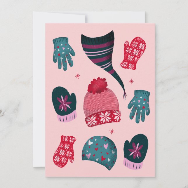 Winter Hats & Mittens Christmas Card (Front)