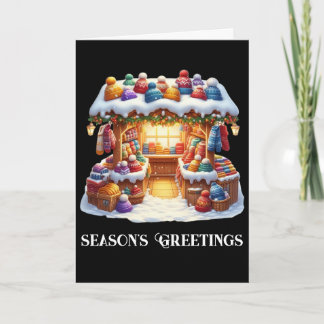 Winter Hats & Mittens Christmas Market Kiosk  Holiday Card
