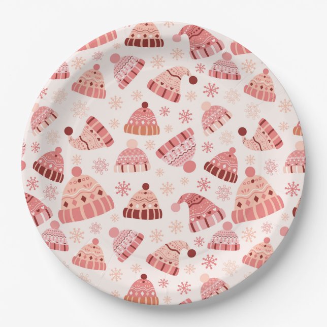 Winter Hats & Mittens Paper Plate (Front)