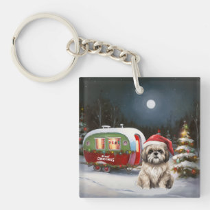 Winter Havanese Caravan Christmas Adventure Key Ring