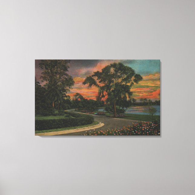 Winter Haven, Florida - Sunset View of Lake Canvas Print (Front)