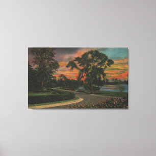 Winter Haven, Florida - Sunset View of Lake Canvas Print
