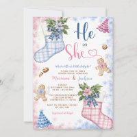 Winter He or She Santa Socks Cookies Gender Reveal