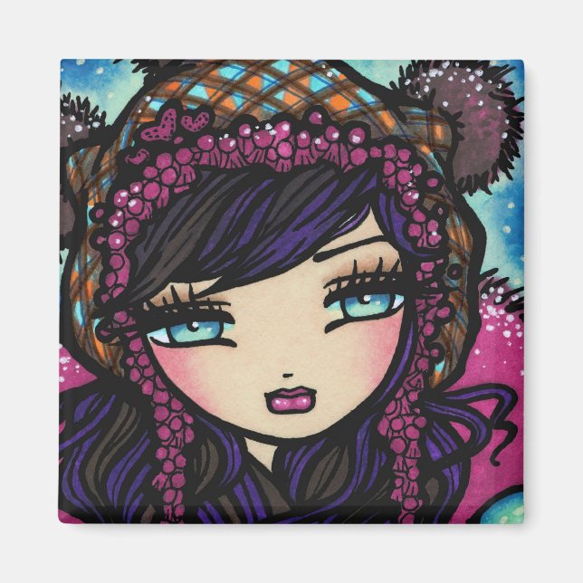 Winter Heart of Ice Snow Girl Art Hannah Lynn Magnet (Front)