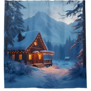 Winter Hearth – Cosy Holiday Cabin Shower Curtain