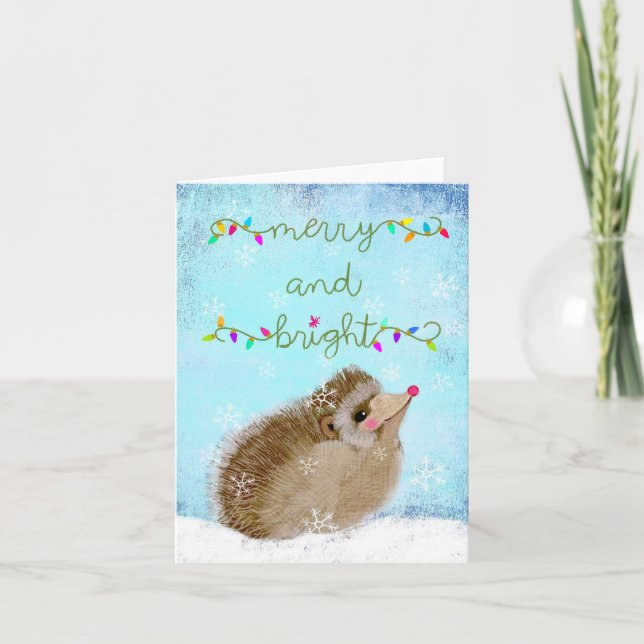 Winter Hedgehog  BLANK Greeting Card (Front)