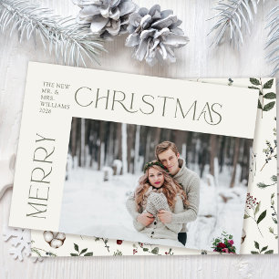 Winter Heirloom Botanical Newlywed Christmas Holiday Card