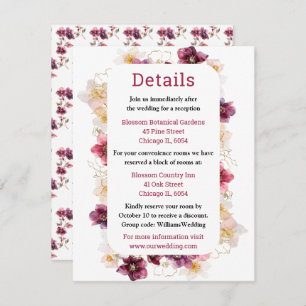 Winter Hellebore Floral Burgundy Wedding Details Enclosure Card